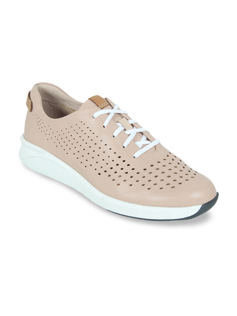 women's beige leather walking shoe.